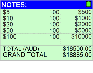 Money counter - Counted banknotes